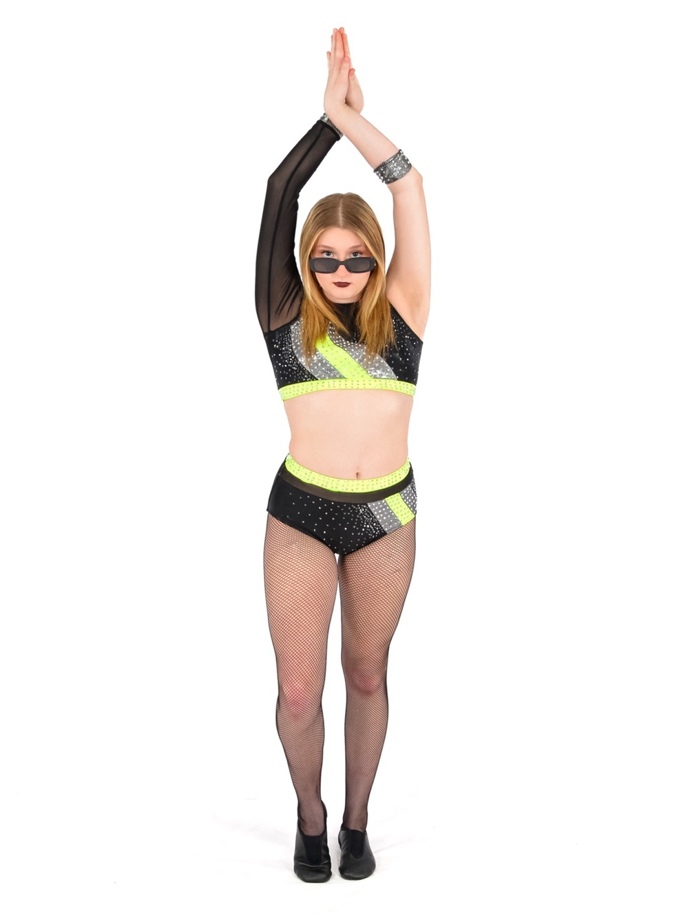 Black & Neon Yellow Women's Two-Piece Dance Costume